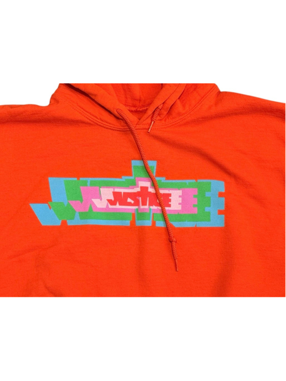 Justin Bieber Mens Official Justice World Tour Orange Graphic Hoodie Sz L - Picture 4 of 9
